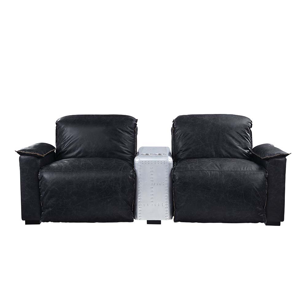 Misezon - Power Motion Recliner - Black Top Grain Leather & Aluminum