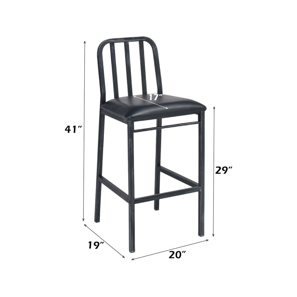 Jodie - Bar Chair (Set of 2) - Black Synthetic Leather & Antique Black
