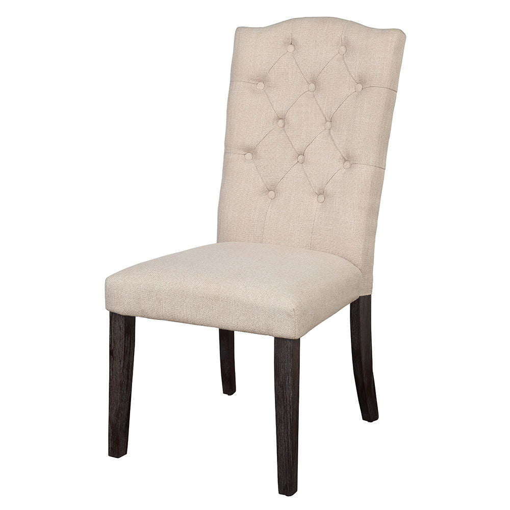Gerardo - Side Chair (Set of 2) - Beige Linen & Weathered Espresso