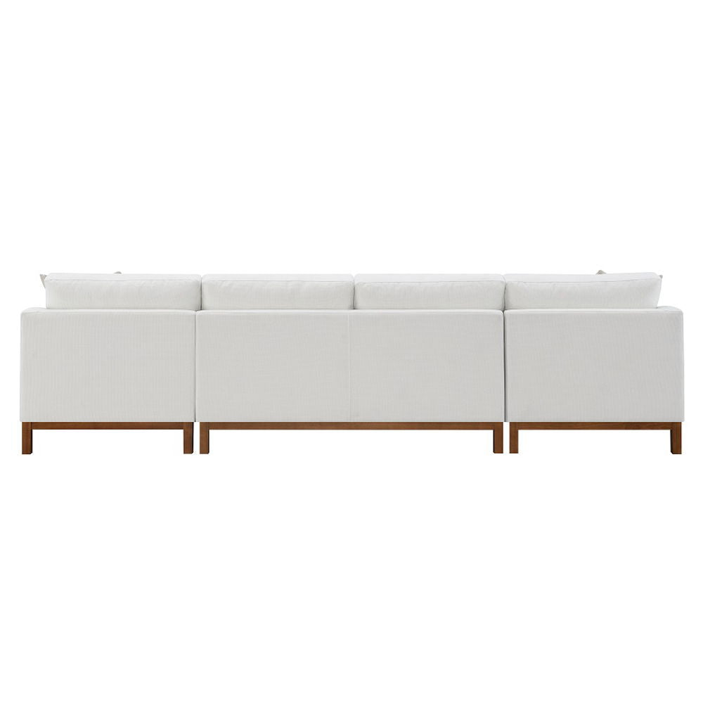 Valiant - Sectional Sofa With 4 Pillows - Ivory Chenille