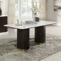 Clayten - Dining Table With Marble Top - White Natural Marble Top & Espresso