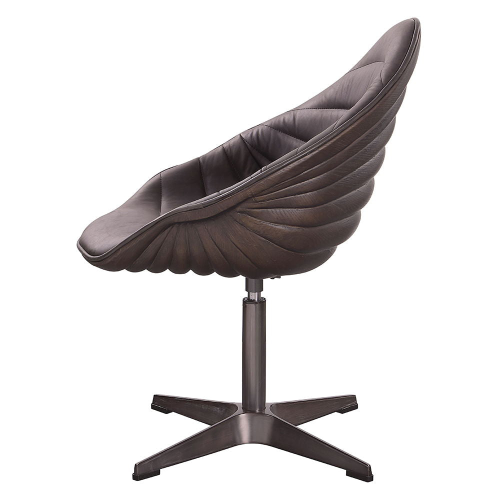 Pipino - Accent Chair With Swivel - Antique Ebony Top Grain Leather