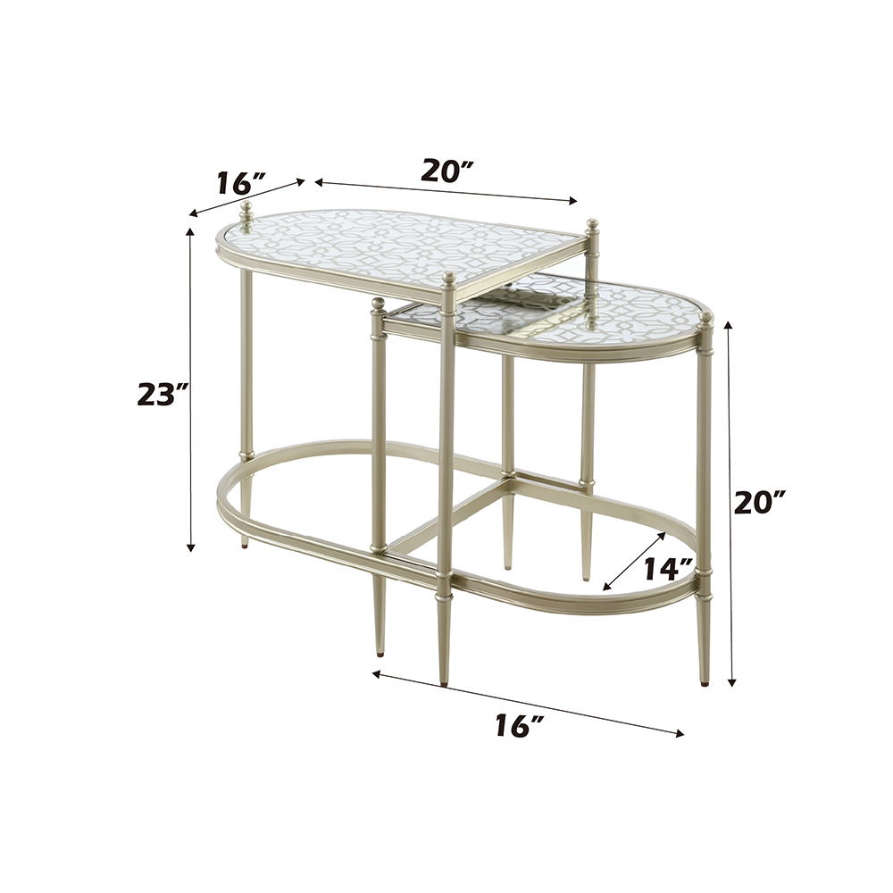 Zaba - Nesting Table - Glass Top & Silver