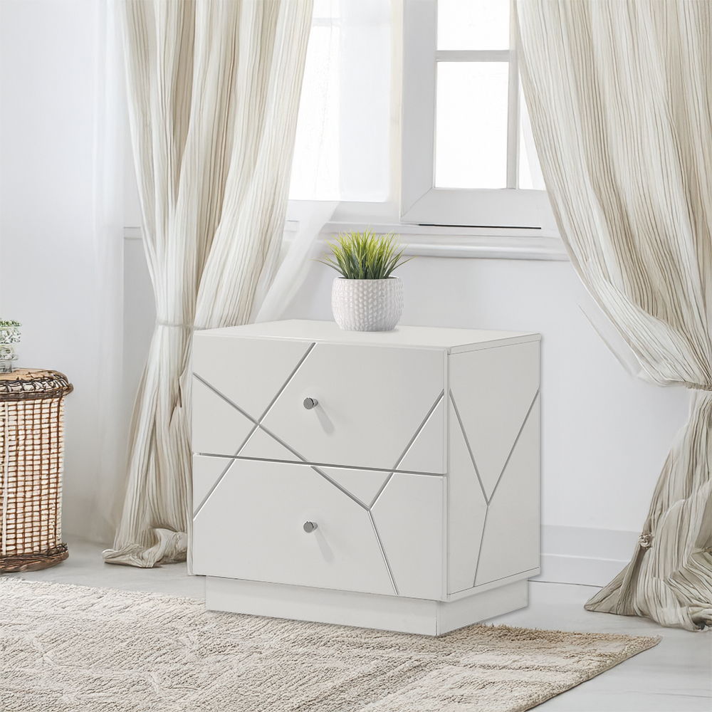 Esther - Nightstand - White / Silver