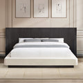 Clayten - Eastern King Bed - Beige Linen & Espresso