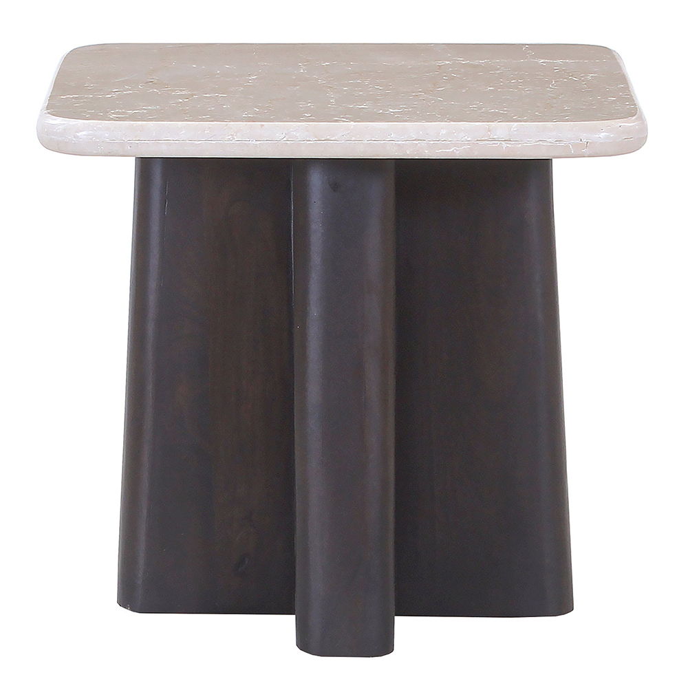 Jacory - End Table With Bottocino Marble Top - Beige / Espresso