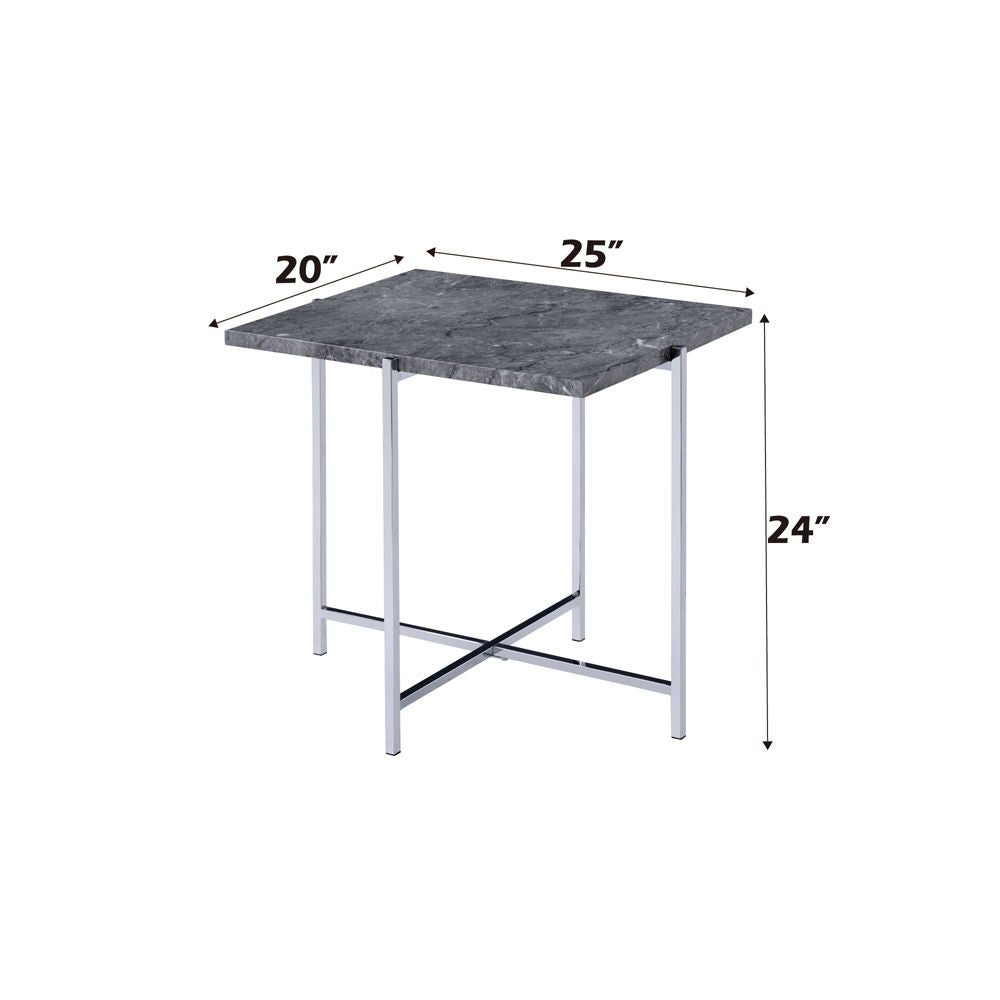 Adelae - End Table - Faux Marble Top & Chrome