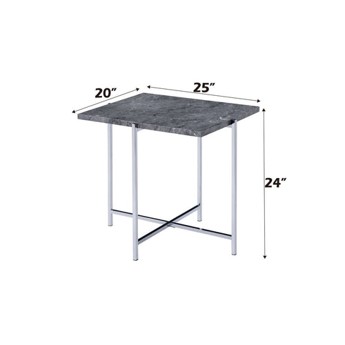 Adelae - End Table - Faux Marble Top & Chrome