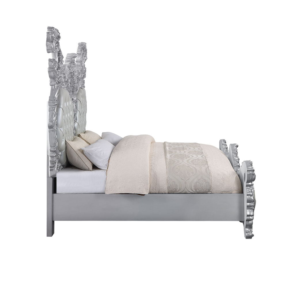 Valkyrie - Eastern King Bed - Synthetic Leather & Antique Platinum