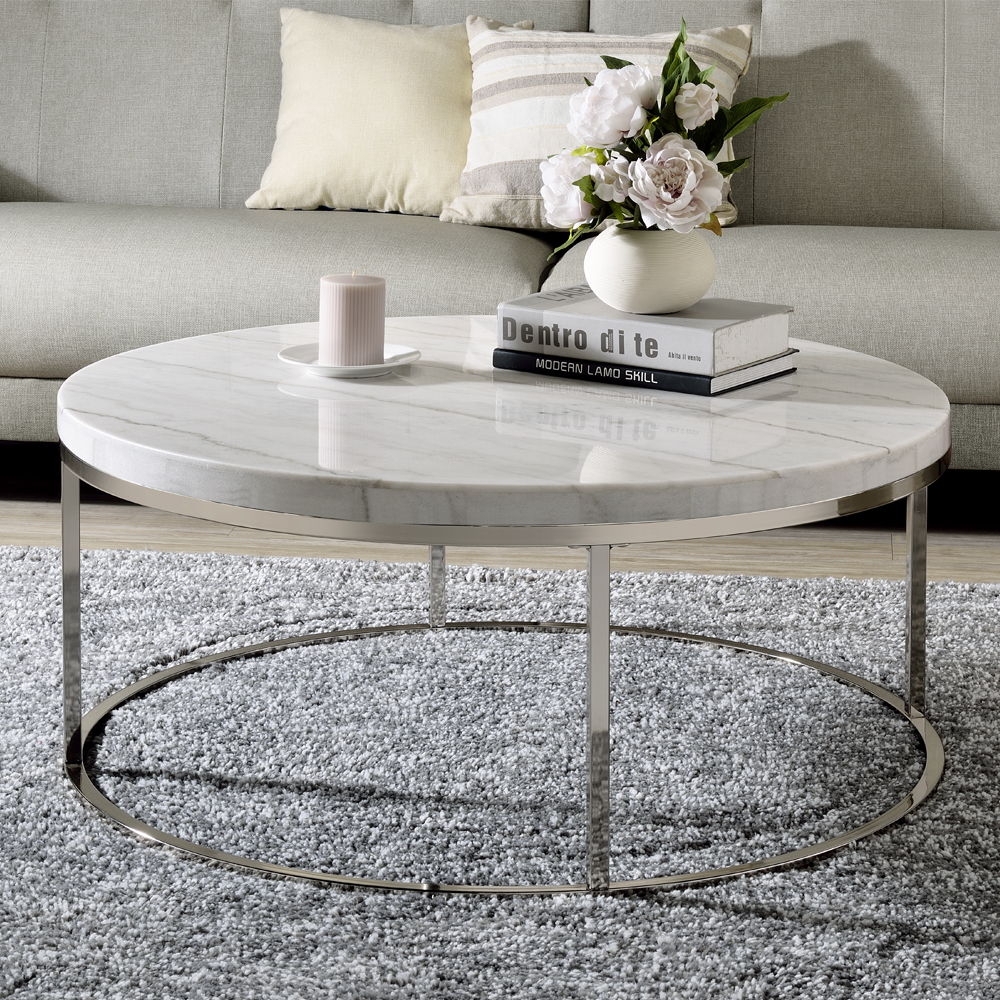 Zaidee - Coffee Table With Marble - Marble Top & Nickel