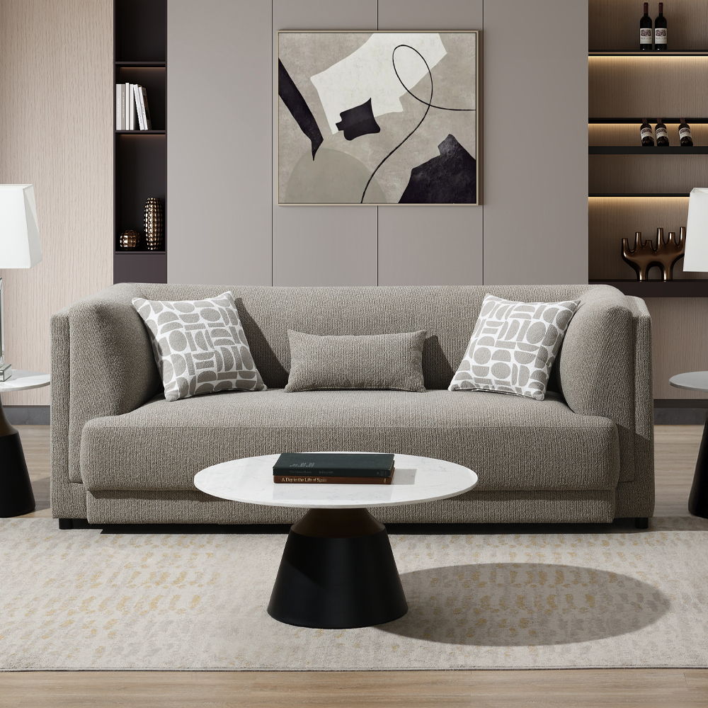 Glenda - Sofa With 3 Pillows - Gray Chenille