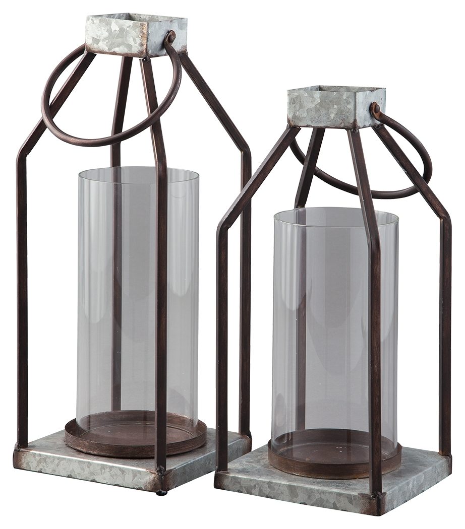 Diedrick - Indoor/Outdoor Lantern Set (Set of 2) - Gray / Black