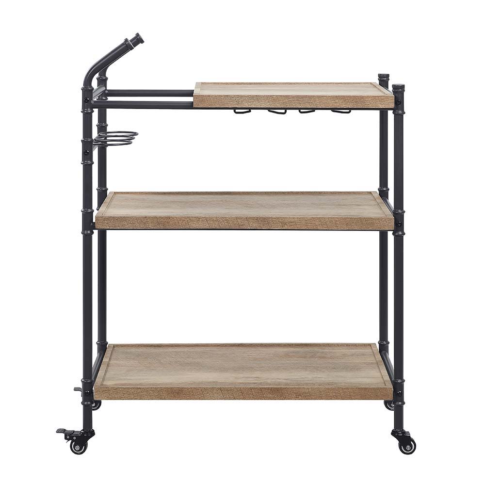 Brantley - Serving Cart - Oak & Sandy Black