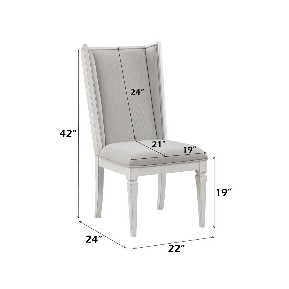 Katia - Hostess Chair (Set of 2) - Light Gray Linen & Weathered White