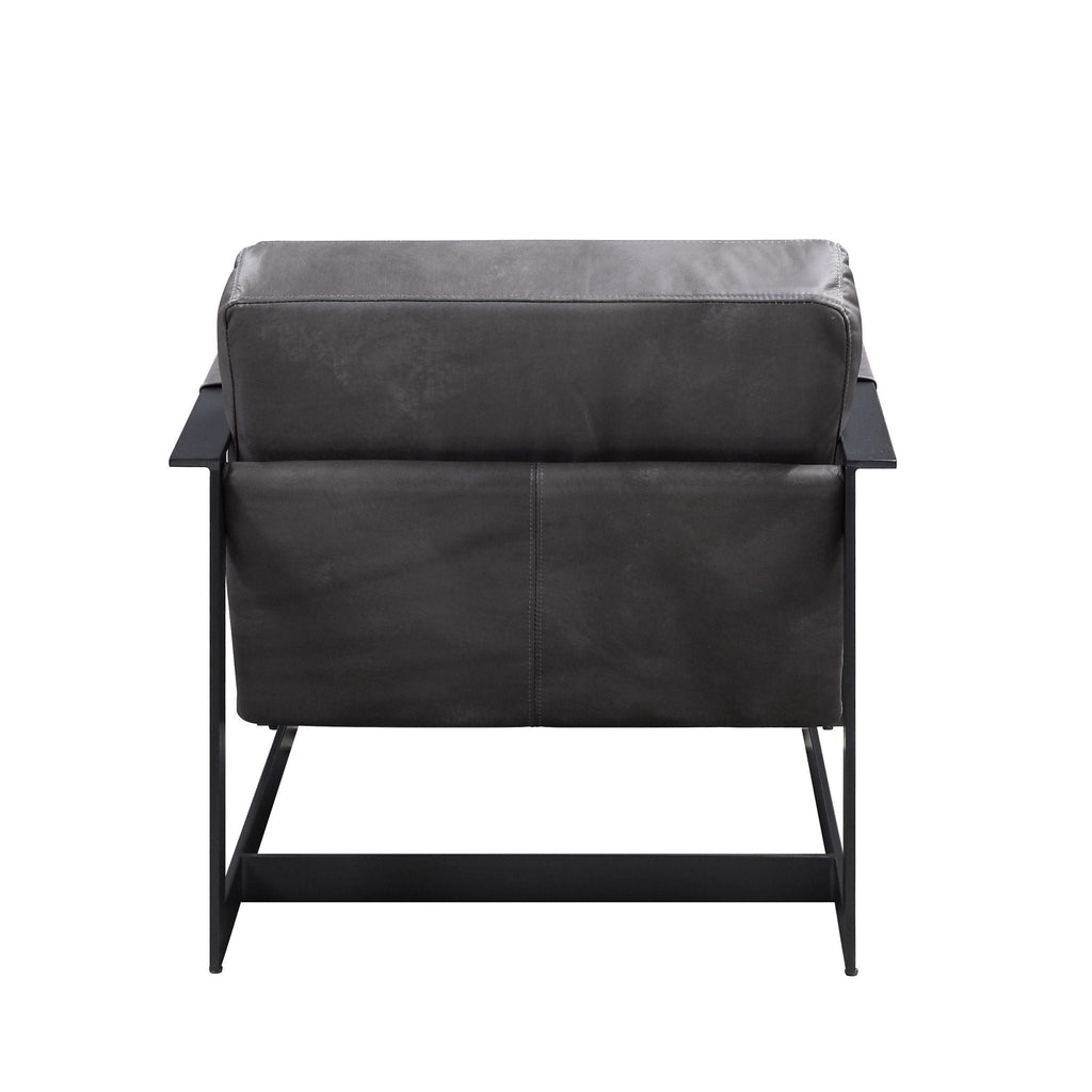 Locnos - Accent Chair - Gray Top Grain Leather & Black