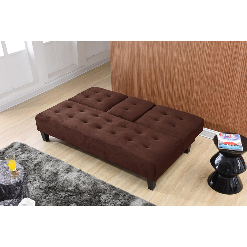 Dark Brown Dacron Fabric Futon Sofa Bed