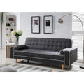Gray Fabric Futon Sofa Bed w/ Armrest