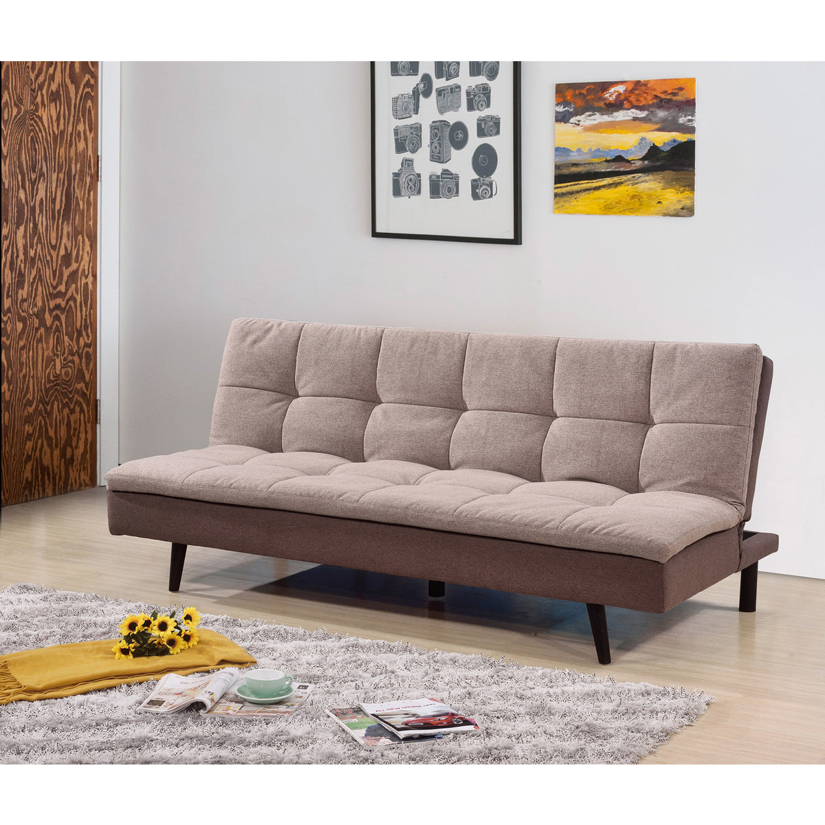 Light Brown Pillow Top Futon Bed