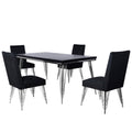 Ava - Dining Table With 4 Chairs - Black / Silver