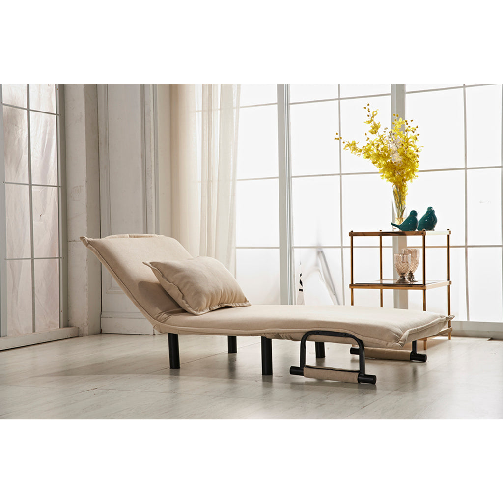 Beige Fabric Multi-Functional Click Clack Chair