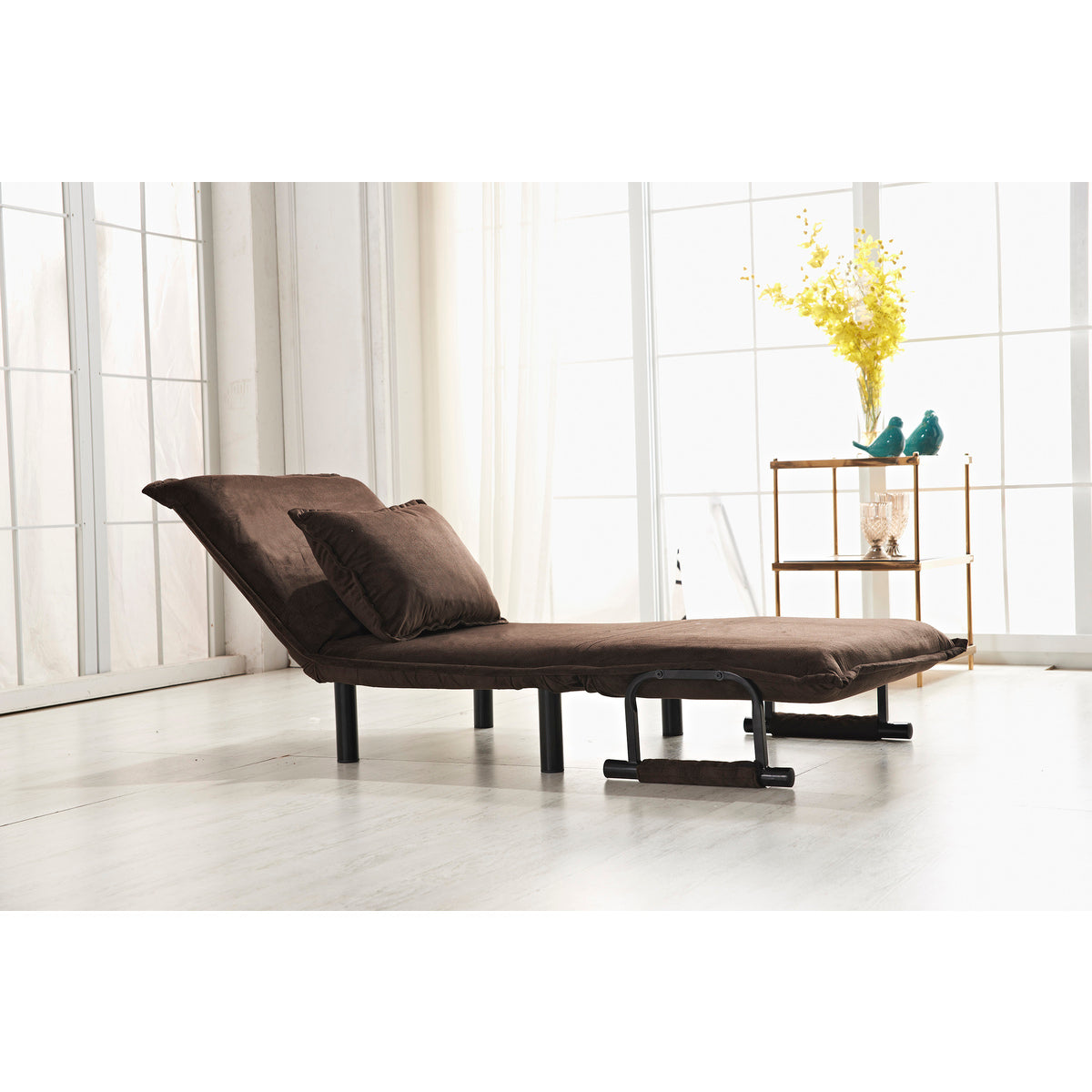 Dark Brown Fabric Multi-Functional Click Clack Chair