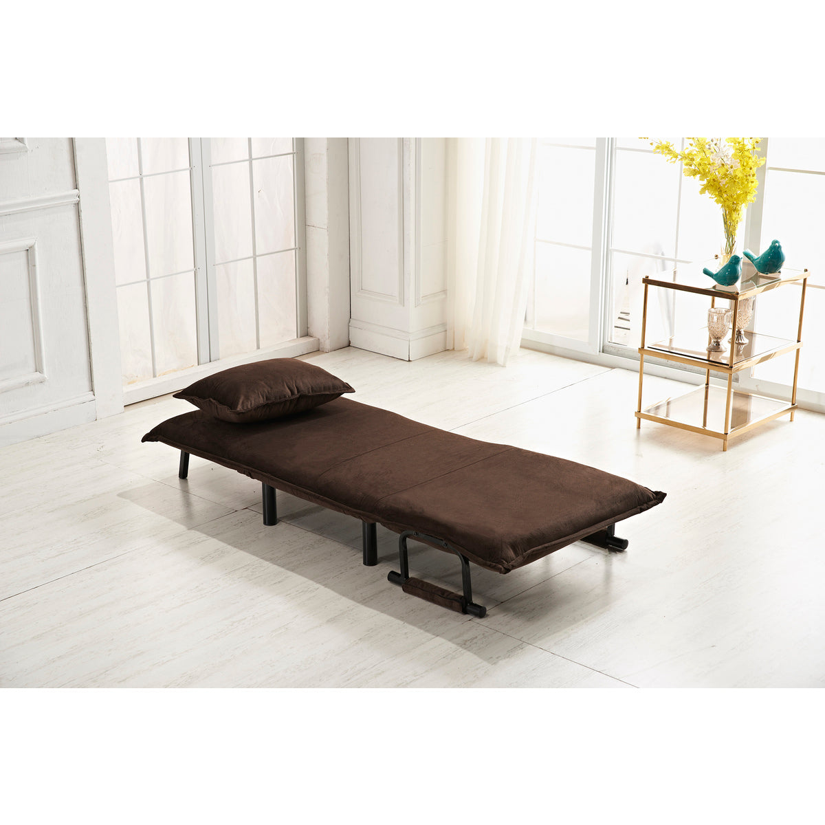Dark Brown Fabric Multi-Functional Click Clack Chair
