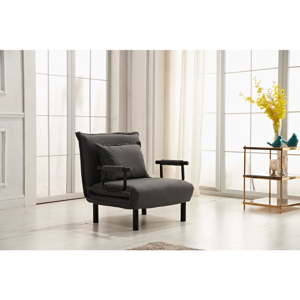 Gray Fabric Multi-Functional Click Clack Chair w/ Pillow