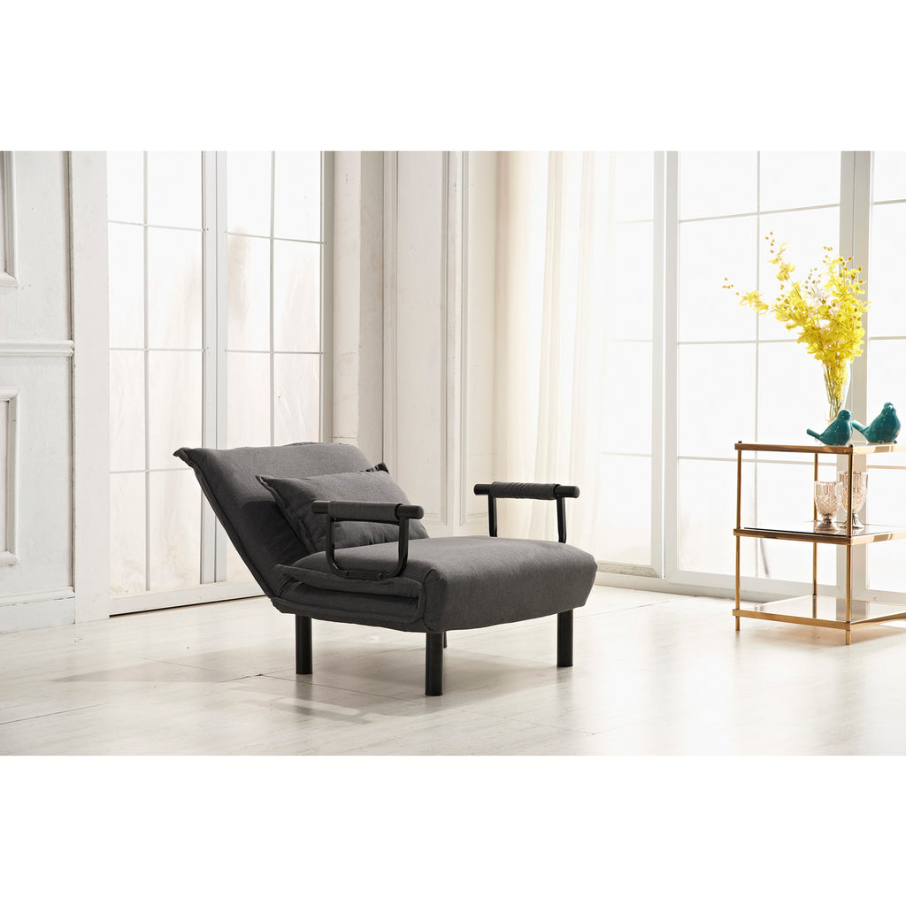 Gray Fabric Multi-Functional Click Clack Chair w/ Pillow
