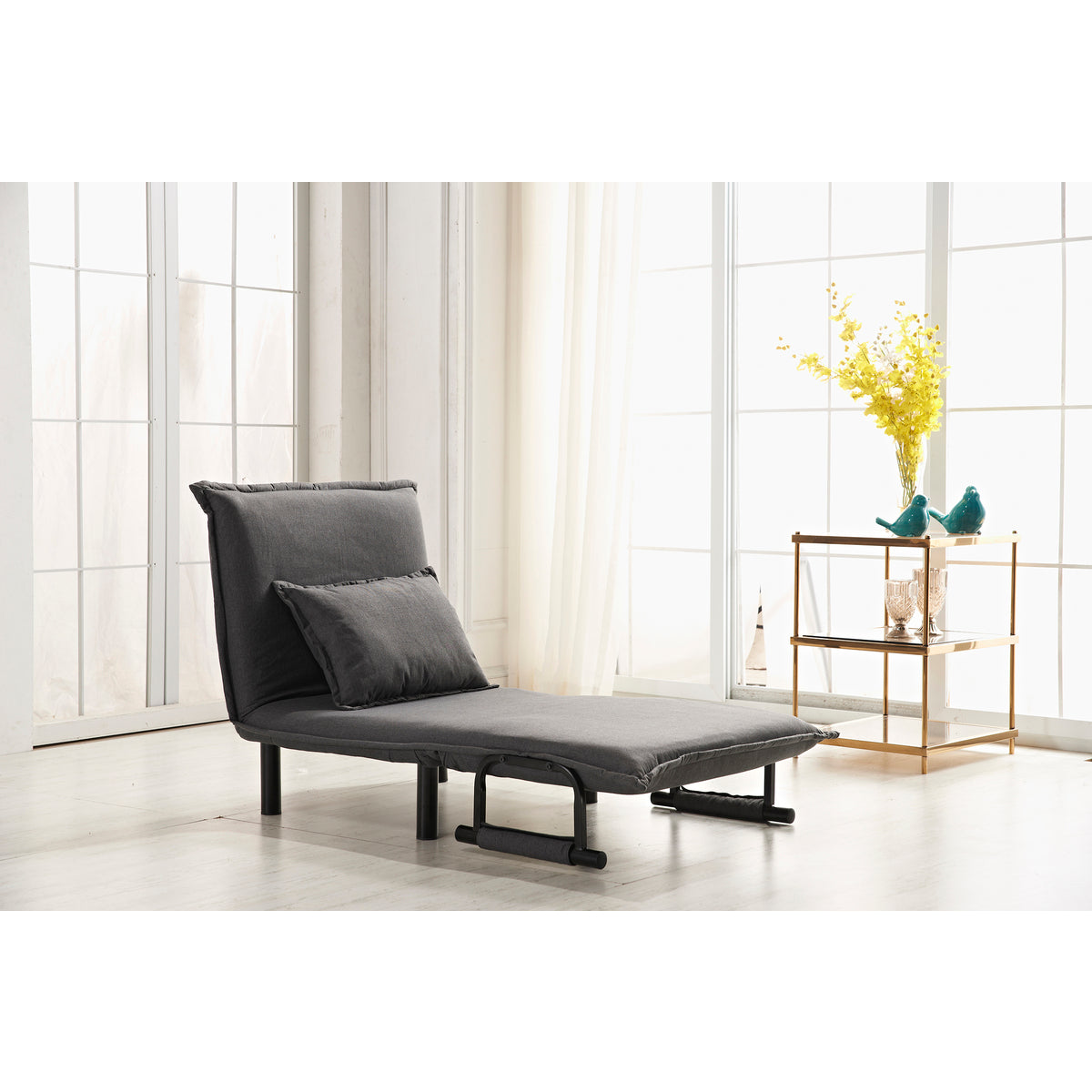 Gray Fabric Multi-Functional Click Clack Chair w/ Pillow