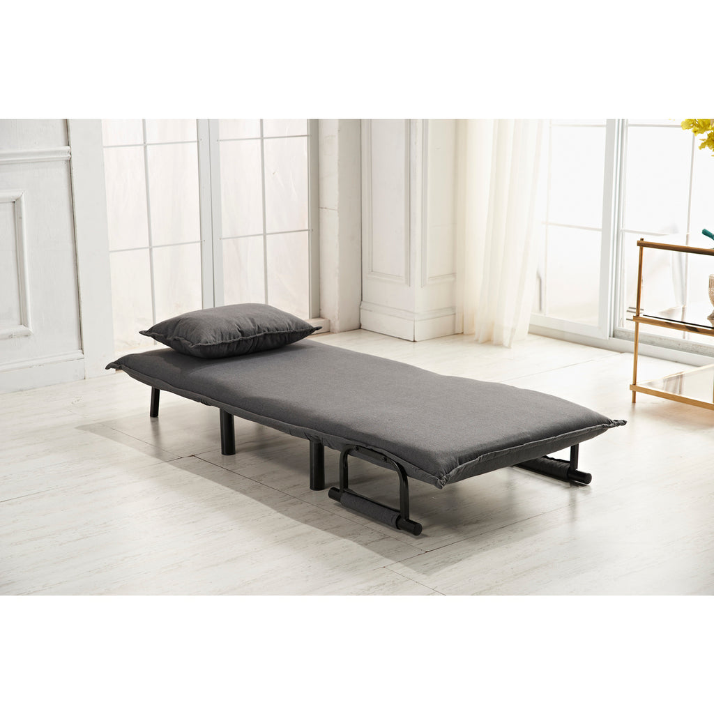 Gray Fabric Multi-Functional Click Clack Chair w/ Pillow