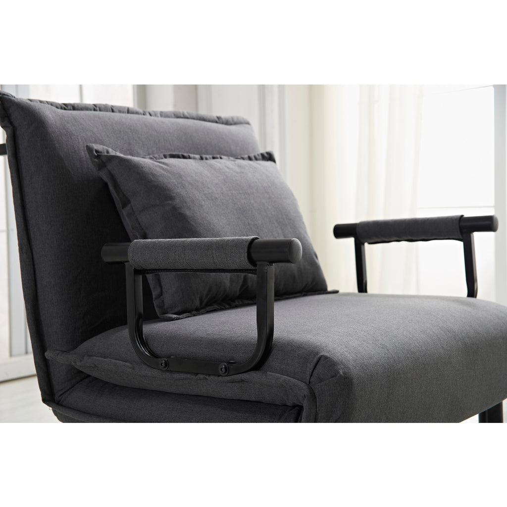 Gray Fabric Multi-Functional Click Clack Chair w/ Pillow