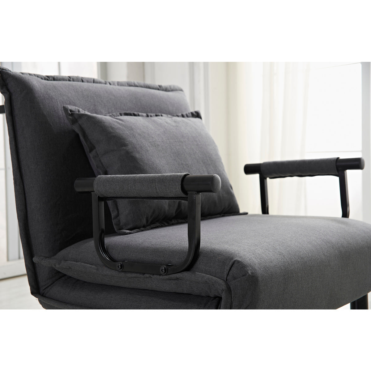 Gray Fabric Multi-Functional Click Clack Chair w/ Pillow