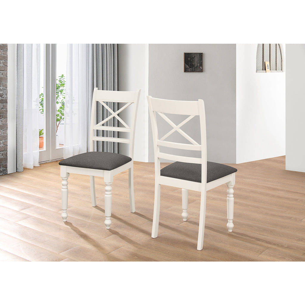 Ivory & Gray Two-Tone Wooden Dining Table Set w/ MDF Top (7-Piece)