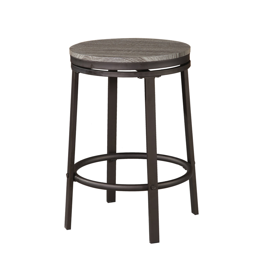 Natural Top Metal Round Counter Table Set w/ Paper Veneer MDF Top (5-Piece)
