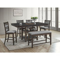 Gray Wooden Counter Table + Butterfly Leaf Set (6-Piece)