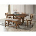 Brown Wooden Counter Table + Butterfly Leaf Set (6-Piece)