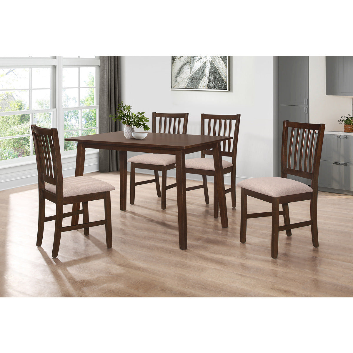 Walnut Wooden Dining Table Set w/ MDF Top (5-Piece)