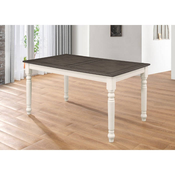 Ivory & Gray Two-Tone Wooden Dining Table Set w/ MDF Top (7-Piece)