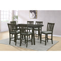 Gray Wooden Rectangle Counter Table Set w/ MDF Top (7-Piece)