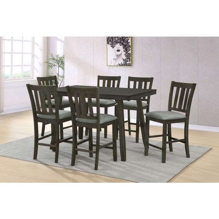 Gray Wooden Rectangle Counter Table Set w/ MDF Top (7-Piece)