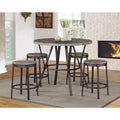 Natural Top Metal Round Counter Table Set w/ Paper Veneer MDF Top (5-Piece)