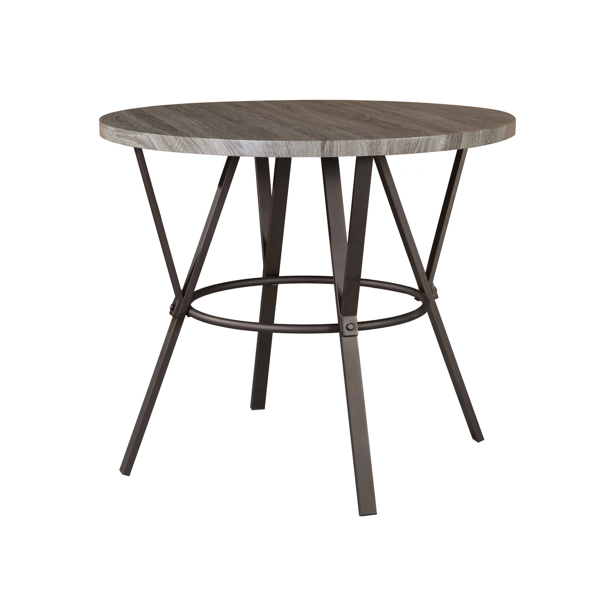 Natural Top Metal Round Counter Table Set w/ Paper Veneer MDF Top (5-Piece)