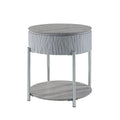 Yukino - End Table - Gray High Gloss & Chrome