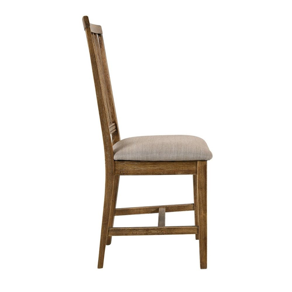 Wallace II - Side Chair (Set of 2) - Tan Linen & Weathered Oak