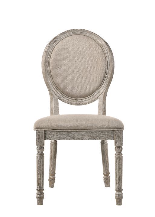Faustine - Side Chair (Set of 2) - Tan Fabric & Salvaged Light Oak