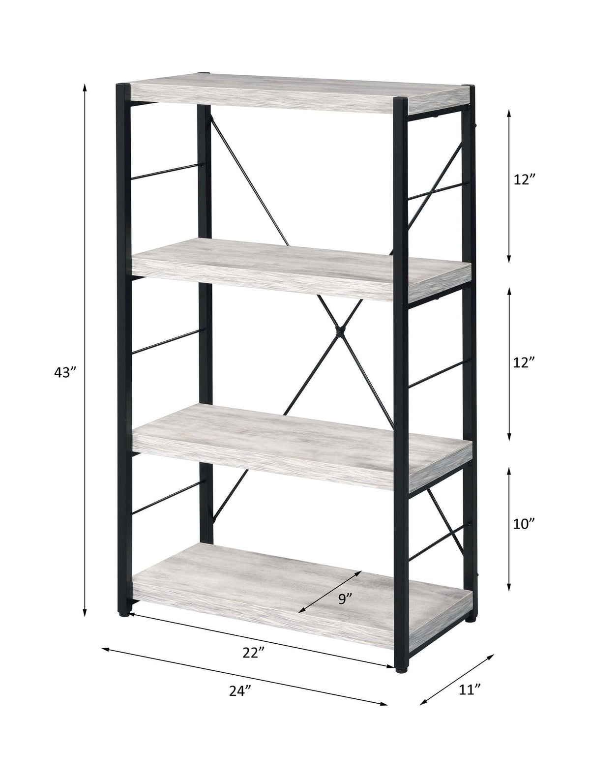 Jurgen - Bookshelf - Antique White & Black