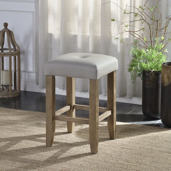 Charnell - Counter Height Stool (Set of 2) - Gray Synthetic Leather & Oak