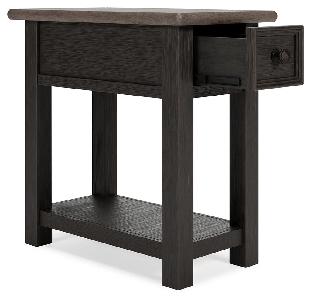 Tyler Creek - Chair Side End Table - Black / Gray