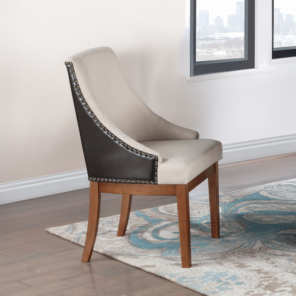 Gilsea - Fabric & Synthetic Leather Side Chair (Set of 2) - Beige & Brown Finish