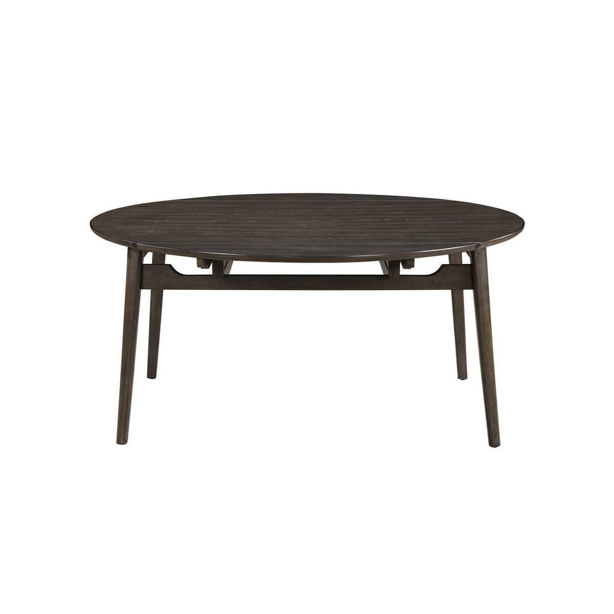 Rex - 65" Round Table With Self Storing Leaves - Walnut Brown